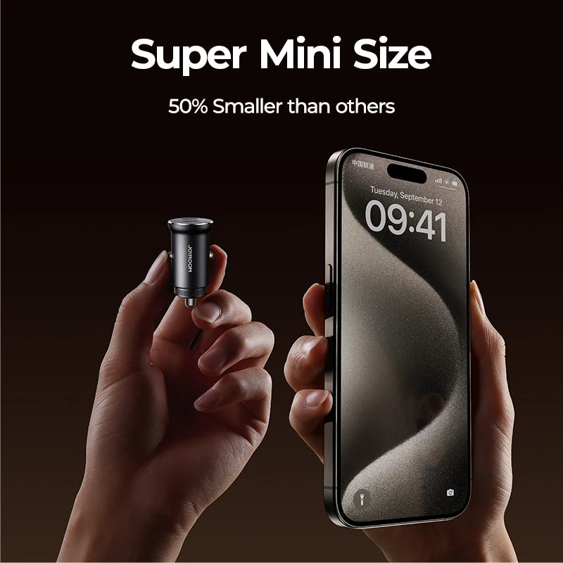 30W Mini Car Charger PD QC3.0 USB Type-C Metal Cigarette Lighter Adapter for Fast Charging
